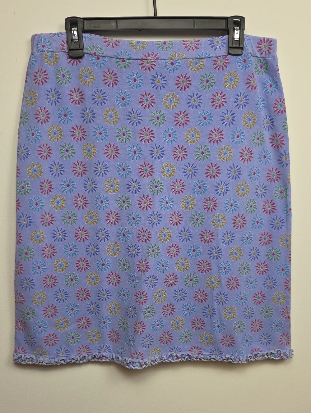 Vintage Y2K 90s Fresh Produce Lavender Daisy Floral PullOn Skirt USA Made Cotton